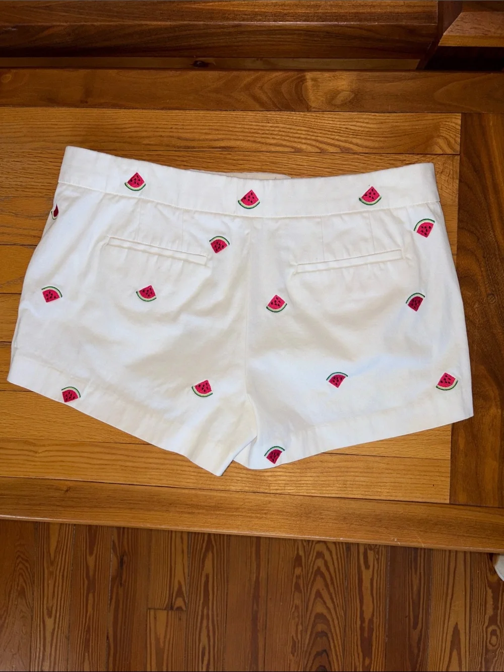 J.Crew Watermelon Embroidered Shorts Women’s 8 White Preppy Summer